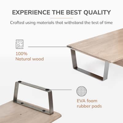 Jani Wood Monitor Stand Riser Desk - Ergonomic Design Stand, Desktop Organizer Table for Home, Office Workspace, Gaming Desk