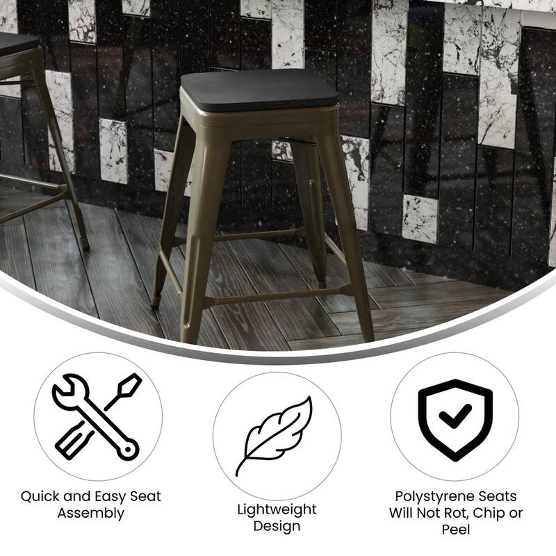 All-Weather Backless Commercial Bar Stool with Poly Resin Seat