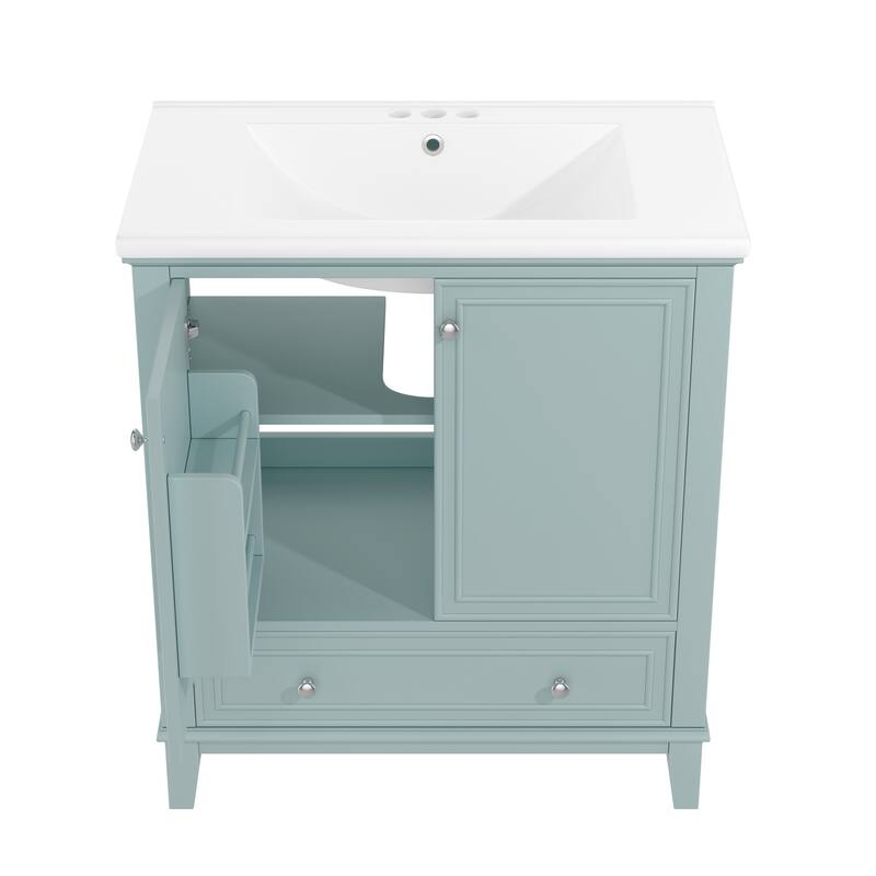 30" Bathroom Vanity with Sink Combo, Multi-functional Bathroom Cabinet with Doors and Drawer, Solid Frame and MDF Board