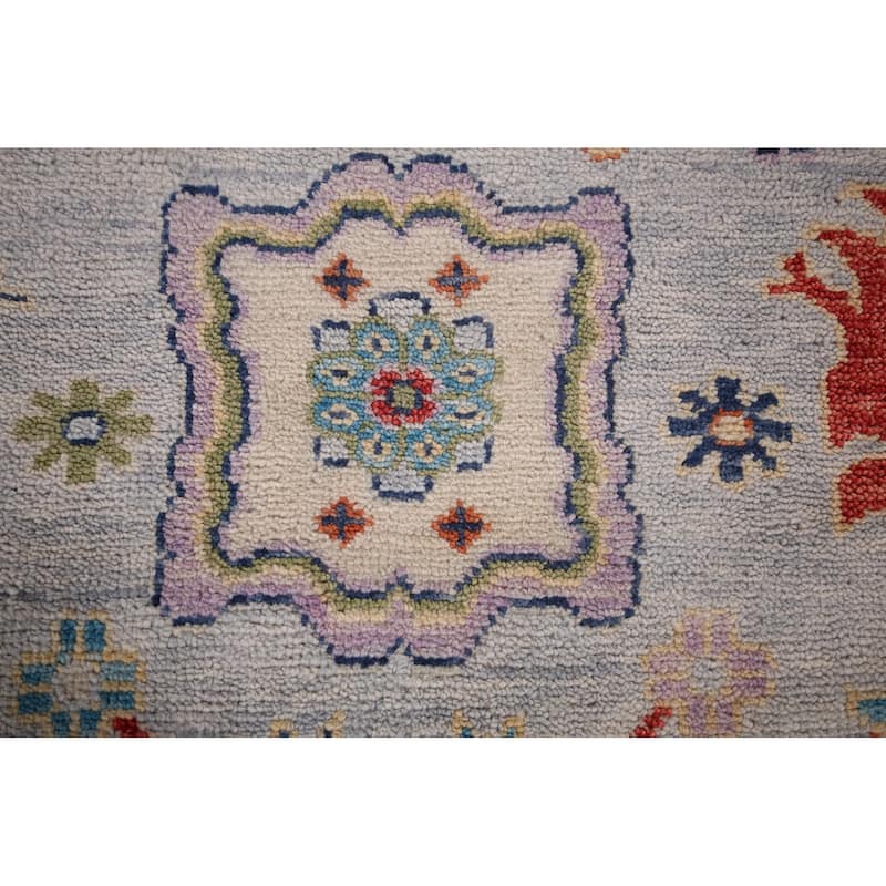 Oushak Indian Round Rug Hand-Knotted Wool Carpet - 8'10"x 9'1"