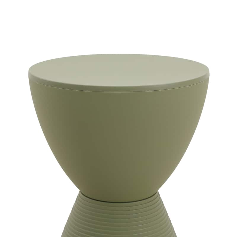 Boyd Round Side Table with Ribbed Design Base - Accent Hourglass End Table with Removable Lid for Living Room & Bedroom