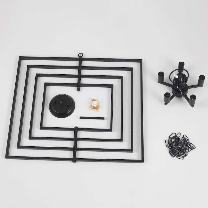 25.59inch 5 Lights Modern Chandelier with 4 Metal Frames 360 Degree Adjustable for Different Rooms