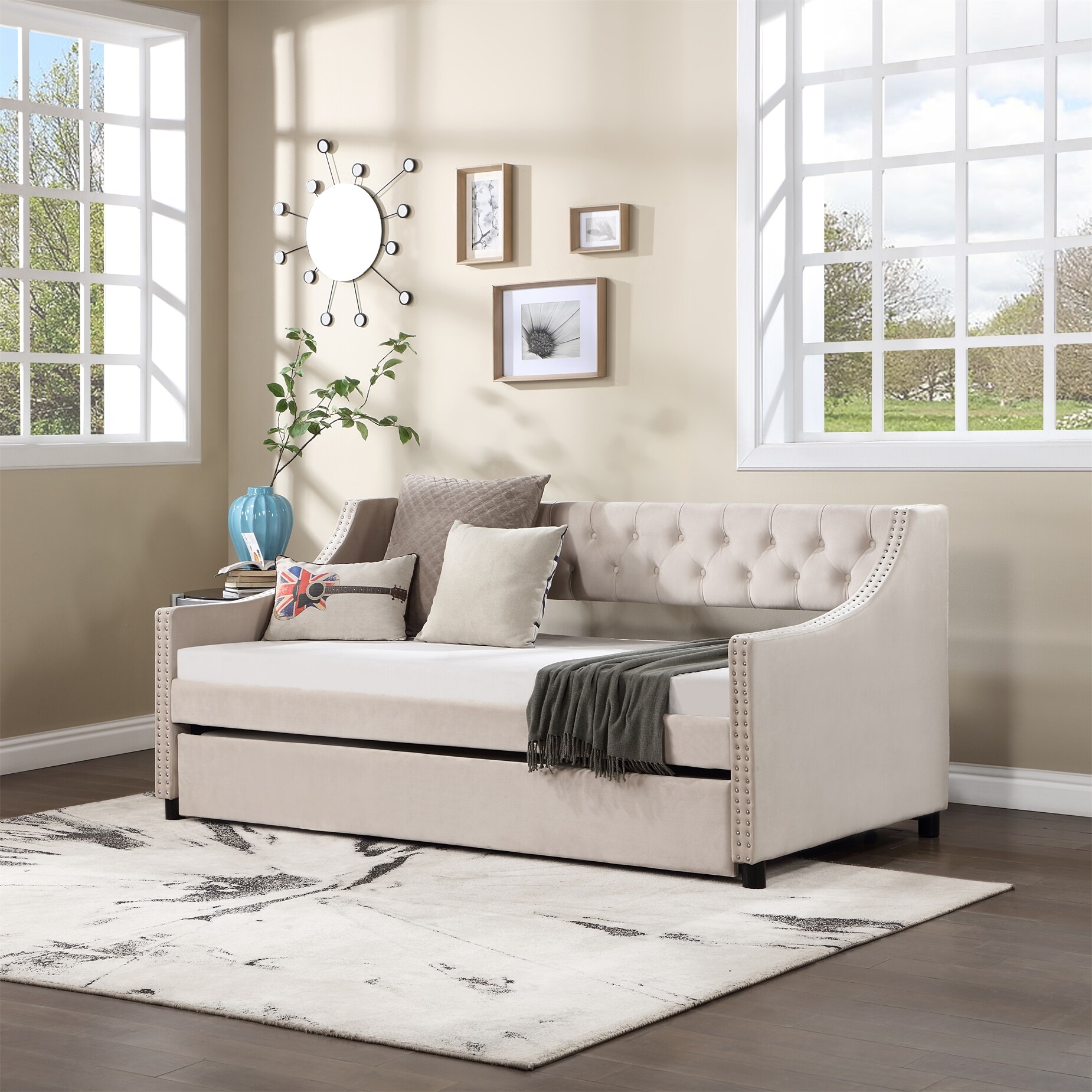 Beige daybed sales with trundle