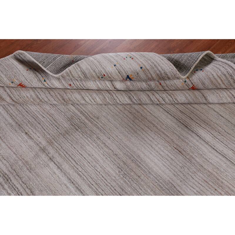 Hand Knotted Oriental 100% Wool Carpet Tribal Tribal Greys & Charcoal Gabbeh Area Rug - 10' 1'' X 8' 2''