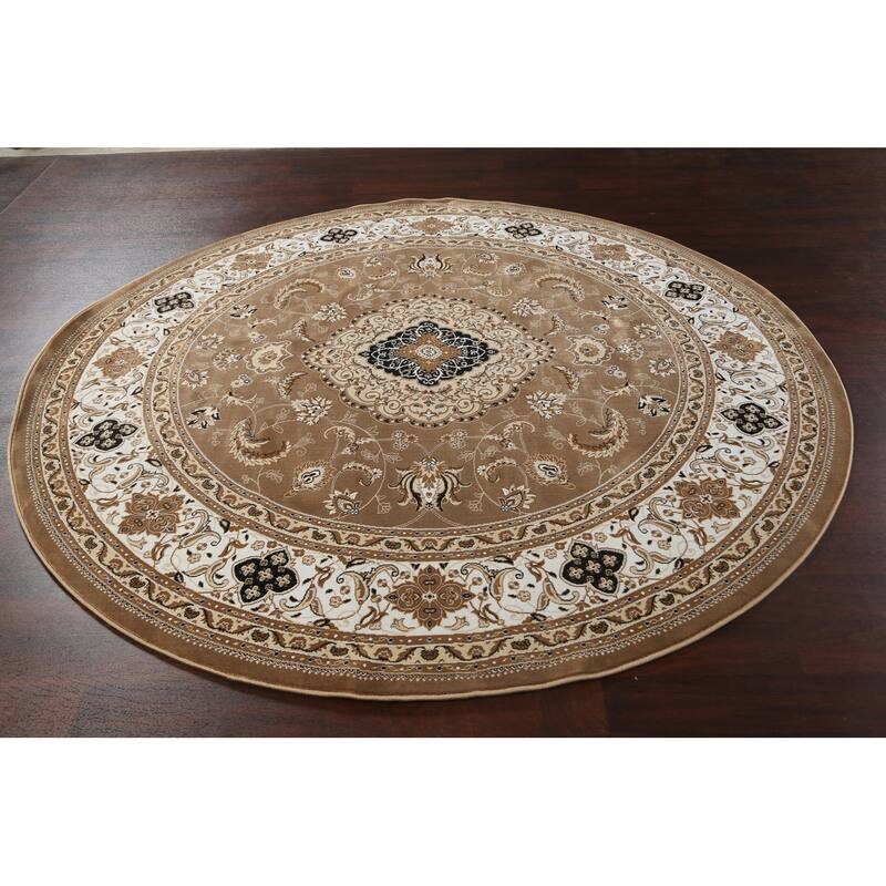 Traditional Brown Floral Oriental Tabriz Area Rug Turkish Carpet