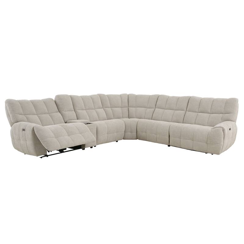 Furniture of America Aurei Modern Reclining Sectional with Console and USB Ports