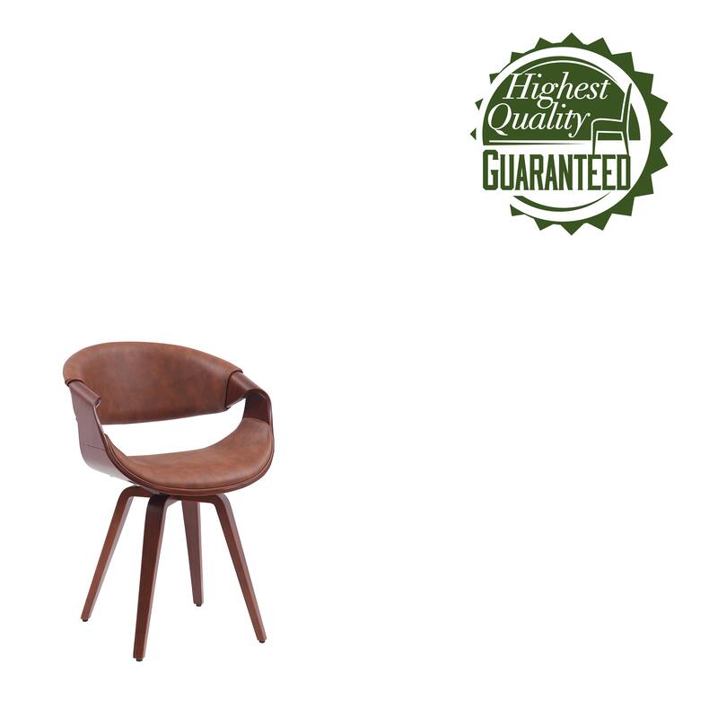 Porthos Home Drew Faux Leather Mid Century Dining Chair with Wooden Legs