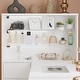 preview thumbnail 15 of 18, Modern White Manicure Table with Built-in Nail Dust Collector and Storage Drawers, Tempered Glass Shelf