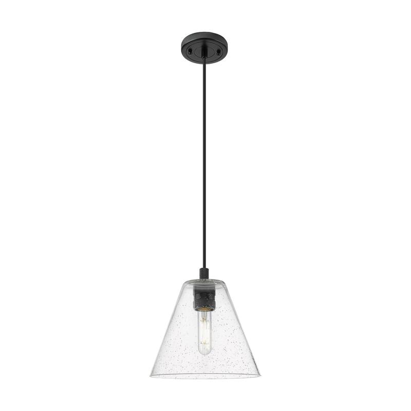 Innovations Lighting Downtown Urban - Crown Point - 1 Light 8" Berkshire Cord Hung Pendant - Seedy/Matte Black