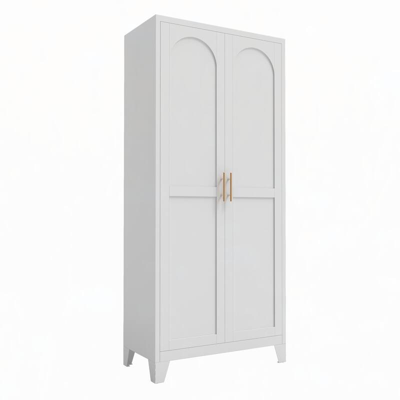 71'' 2 Shapely Doors Cabinet, Metal Storage Cabinet(White)