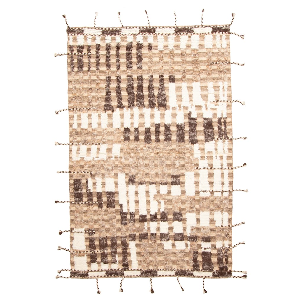 ECARPETGALLERY Hand-knotted Tangier Brown Wool Rug - 5'3 x 7'11