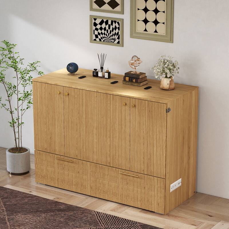 Full Size Murphy Bed with USB Port and a Large Drawer