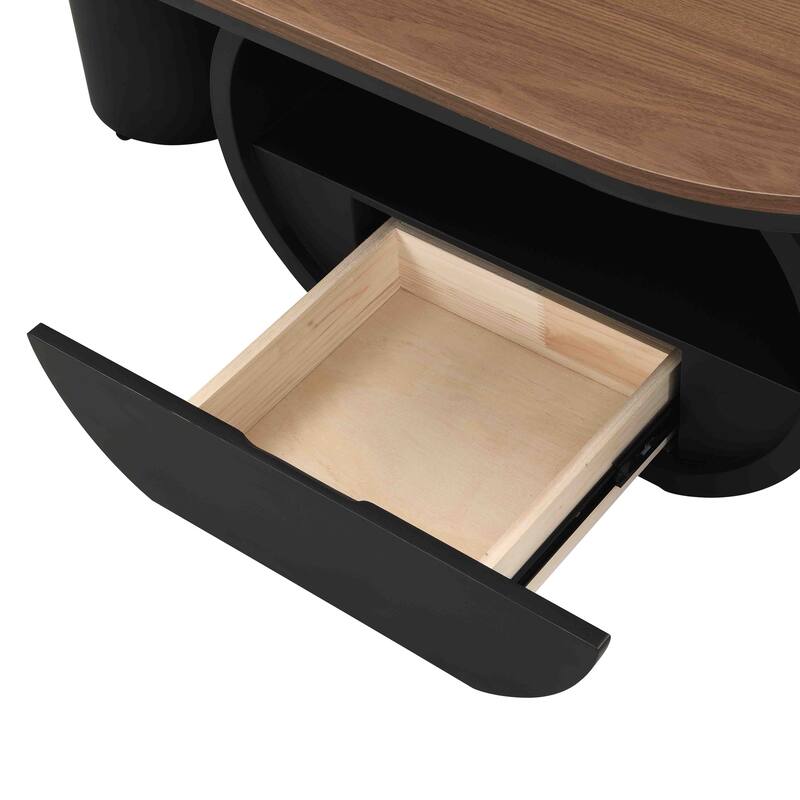 47'' Living Room Oval Shaped Coffee Table with Storage Drawer