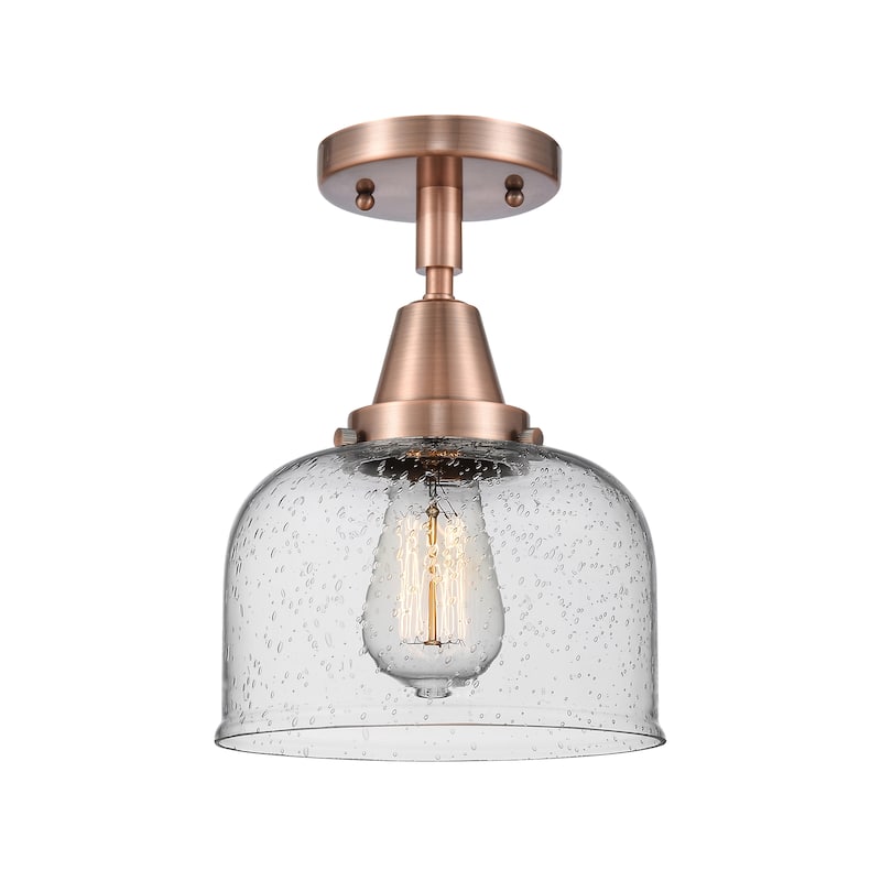 Innovations Lighting Caden Bell - 1 Light 8" Flush Mount - Antique Copper/Seedy
