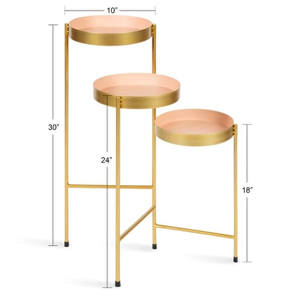 dimension image slide 0 of 17, Kate and Laurel Finn Metal 3-tier Modern Plant Stand - 16x21x30