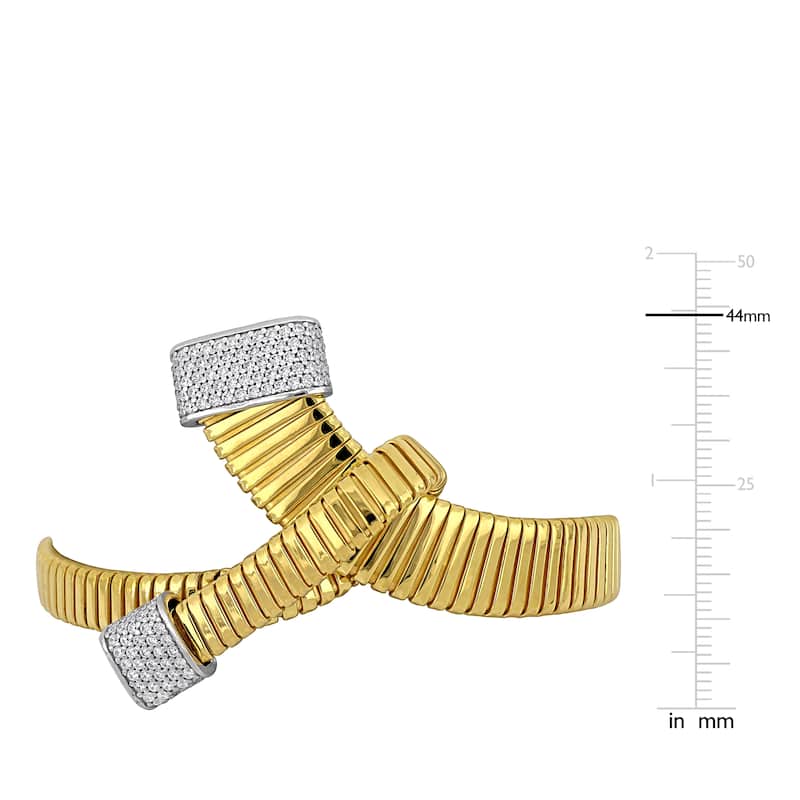 Miadora 5ct TGW Cubic Zirconia Omega Design Bangle in Two-Tone Silver