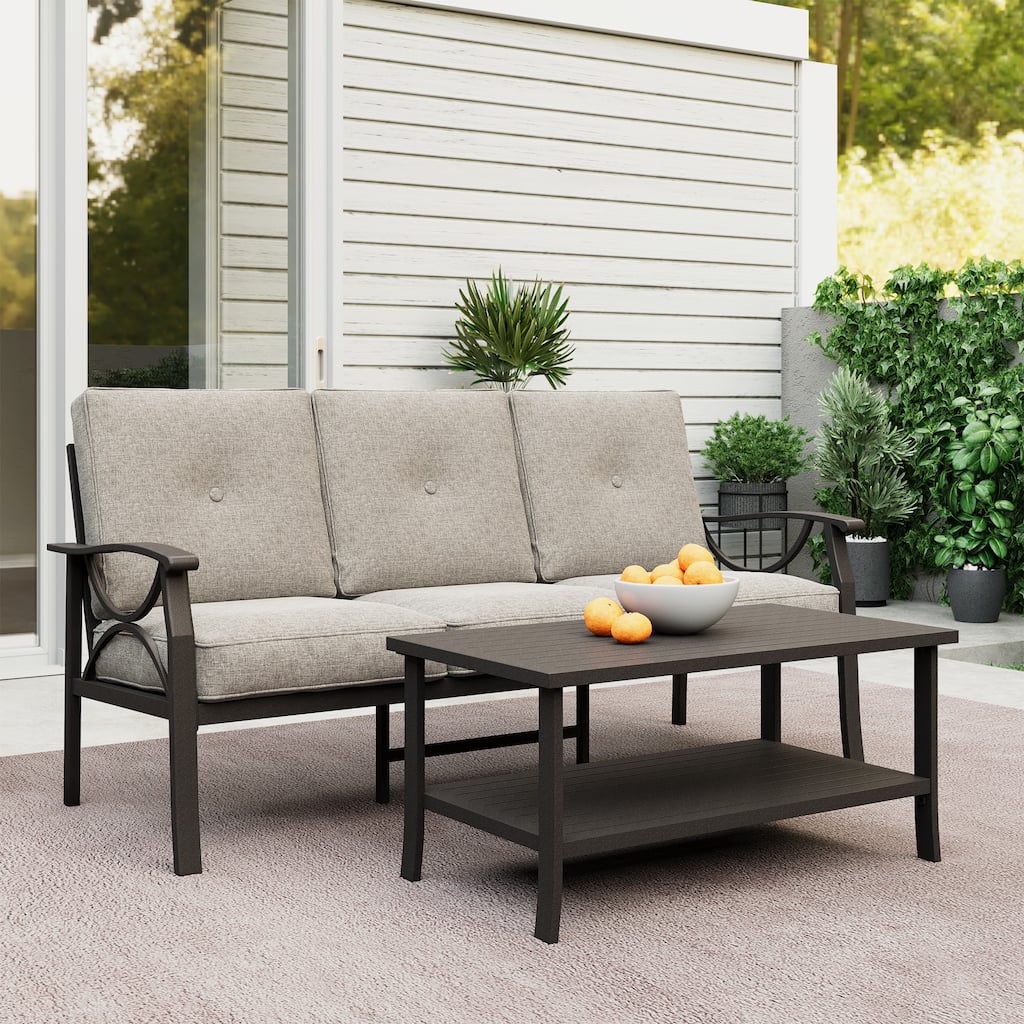 Outdoor Patio Furniture Set, Outdoor Metal Sectional Furniture with Cushions, Outdoor Conversation Seating Set with Coffee Table