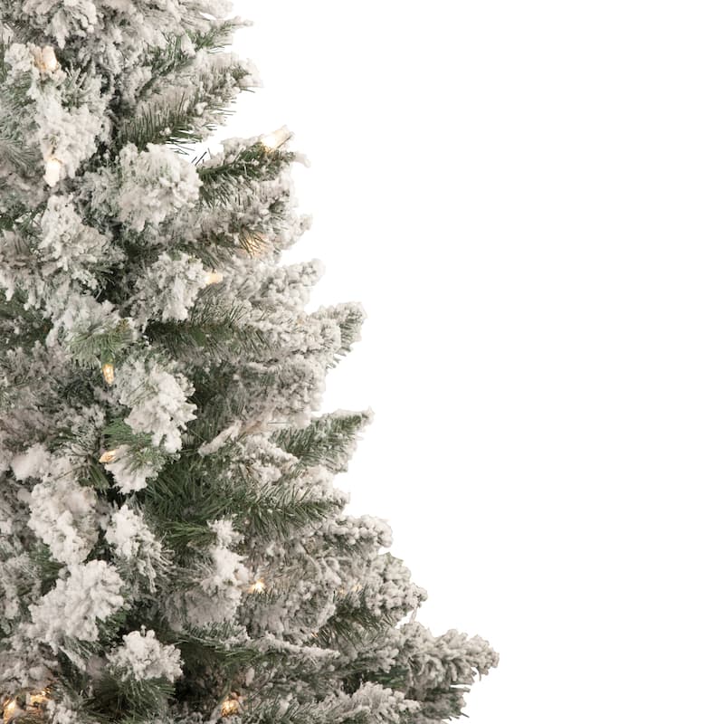 4' Pre-Lit Flocked Pine Slim Artificial Christmas Tree Clear Lights