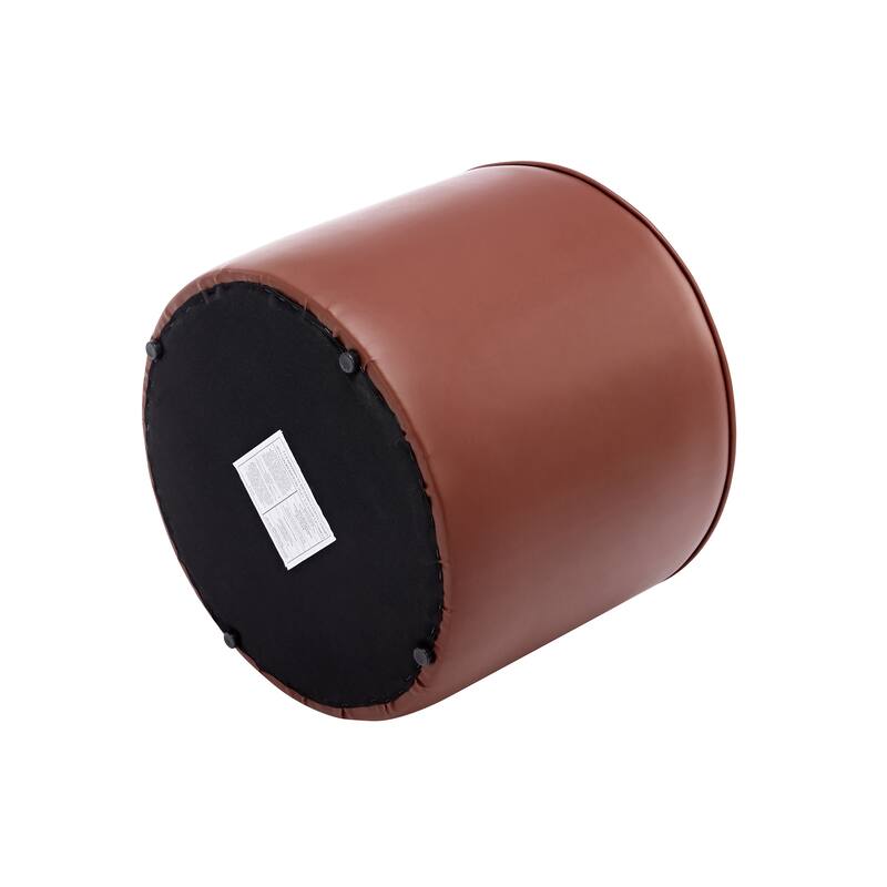 Porthos Home Bert Faux Leather Round Ottoman Coffee Table