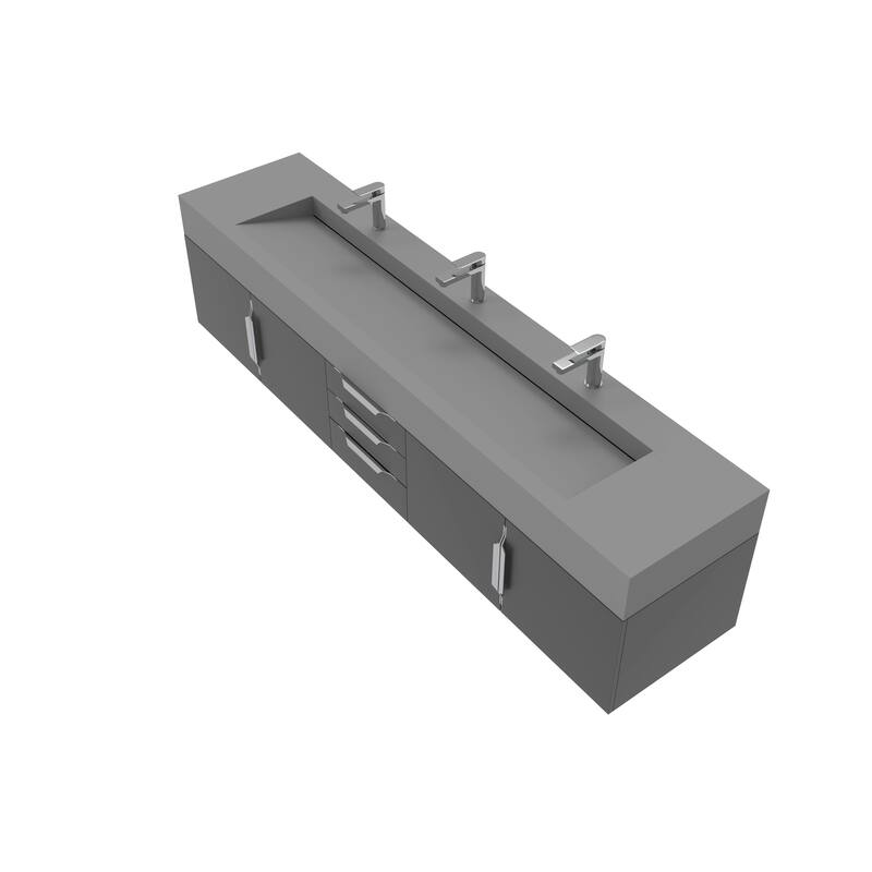 Nile 84" Wall Mounted Bathroom Vanity Set gr/ Gray Top