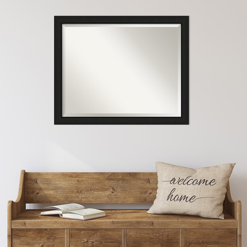 Midnight Black Narrow Beveled Wood Framed Wall Mirror - Midnight Black Narrow