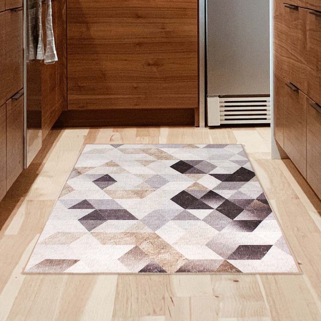 My Magic Carpet Machine Washable Rug Lattice Geometric Neutral