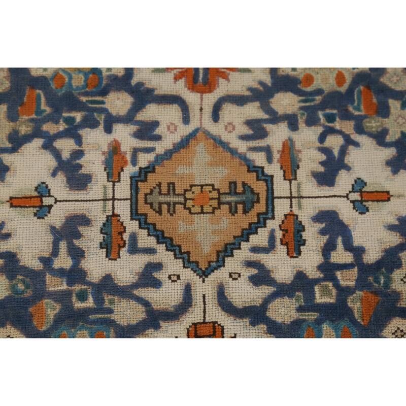 Hand Knotted Oriental 100% Wool Carpet Traditional Geometric Brown Tabriz Area Rug - 11' 0'' X 7' 11''