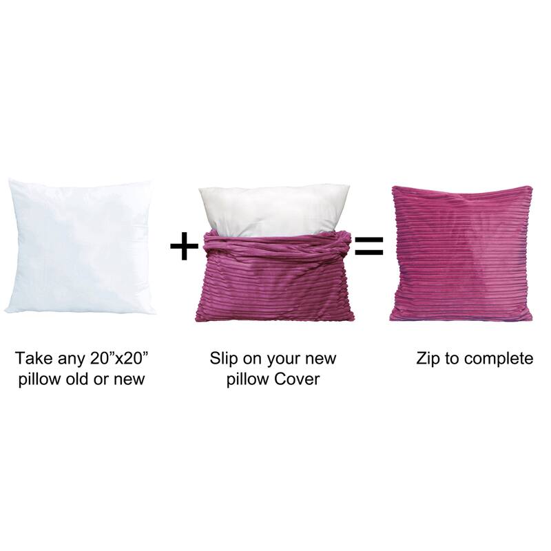 Ribbed Flanned 4 Pieces Pillow Shell Set, NO INSERT
