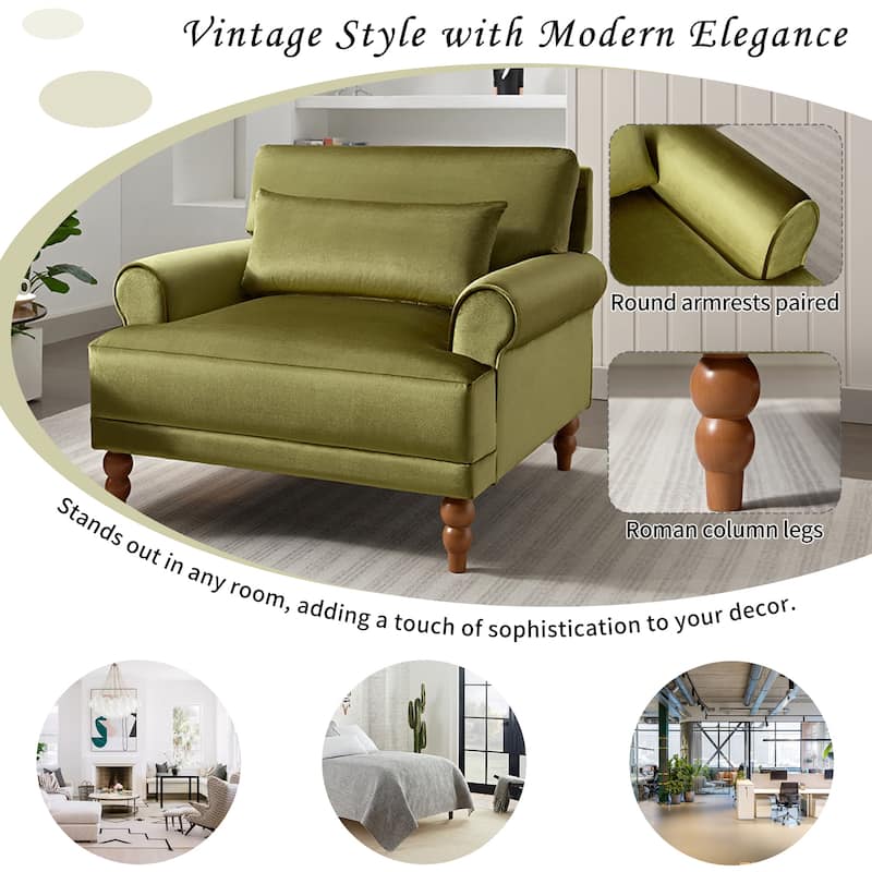 37.8" Velvet Accent Chair