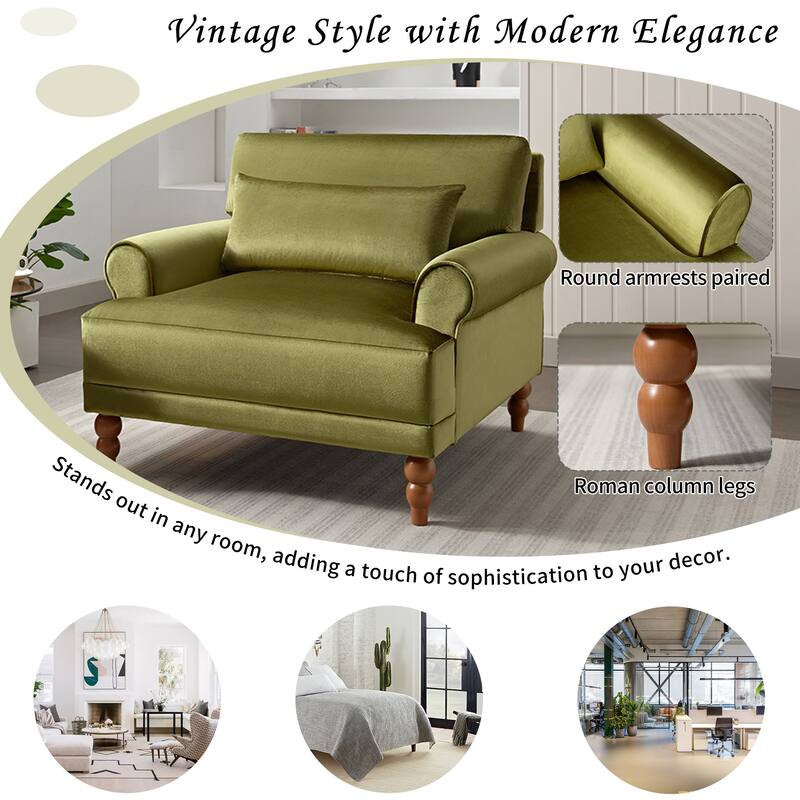 Circular Arm Chairs Living Room Accent Chair Lounge Chair with Roman Column Legs