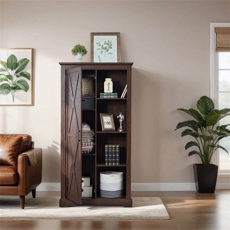 Tall Storage Cabinet Barn Door Storage,Farmhouse Pantry Cupboard