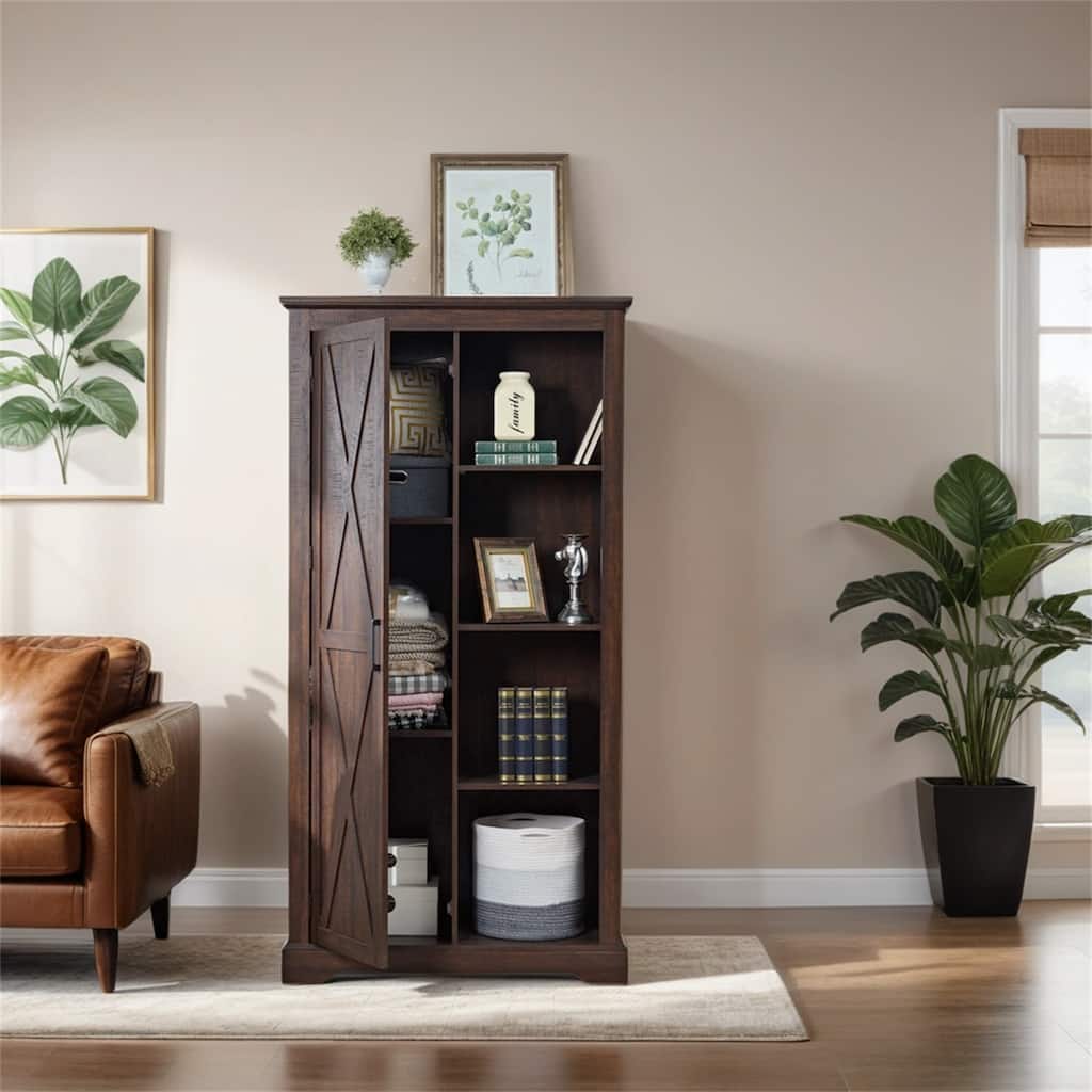 Tall Storage Cabinet Barn Door Storage,Farmhouse Pantry Cupboard