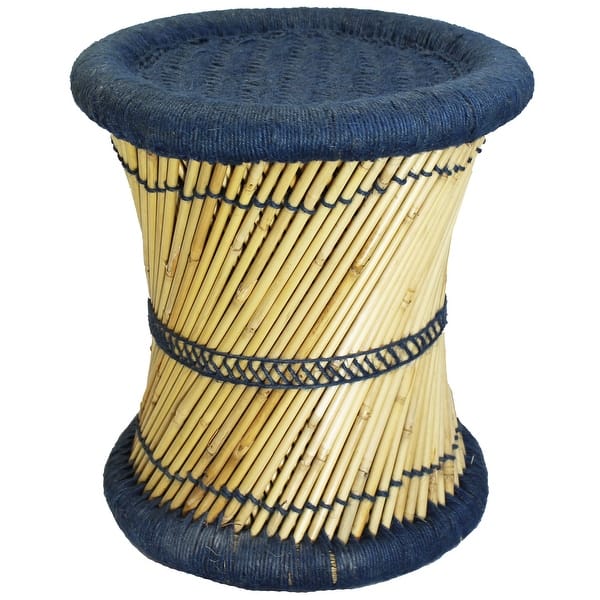 slide 10 of 26, Natural Geo Moray Decorative Handwoven Jute Accent Stool Blue