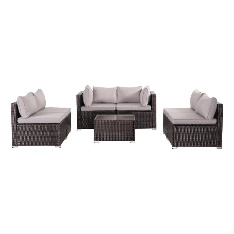 7-Piece Wicker Patio Conversation Set with Cushions