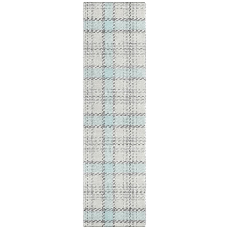 Machine Washable Indoor/ Outdoor Casual Plaid Chantille Rug