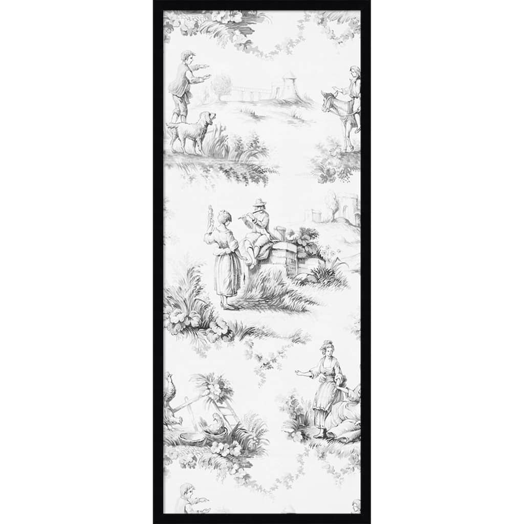 Amanti Art Framed Fabric Pinboard Toile Design in Grey by Baxter Mill Archive Printed Bulletin Board