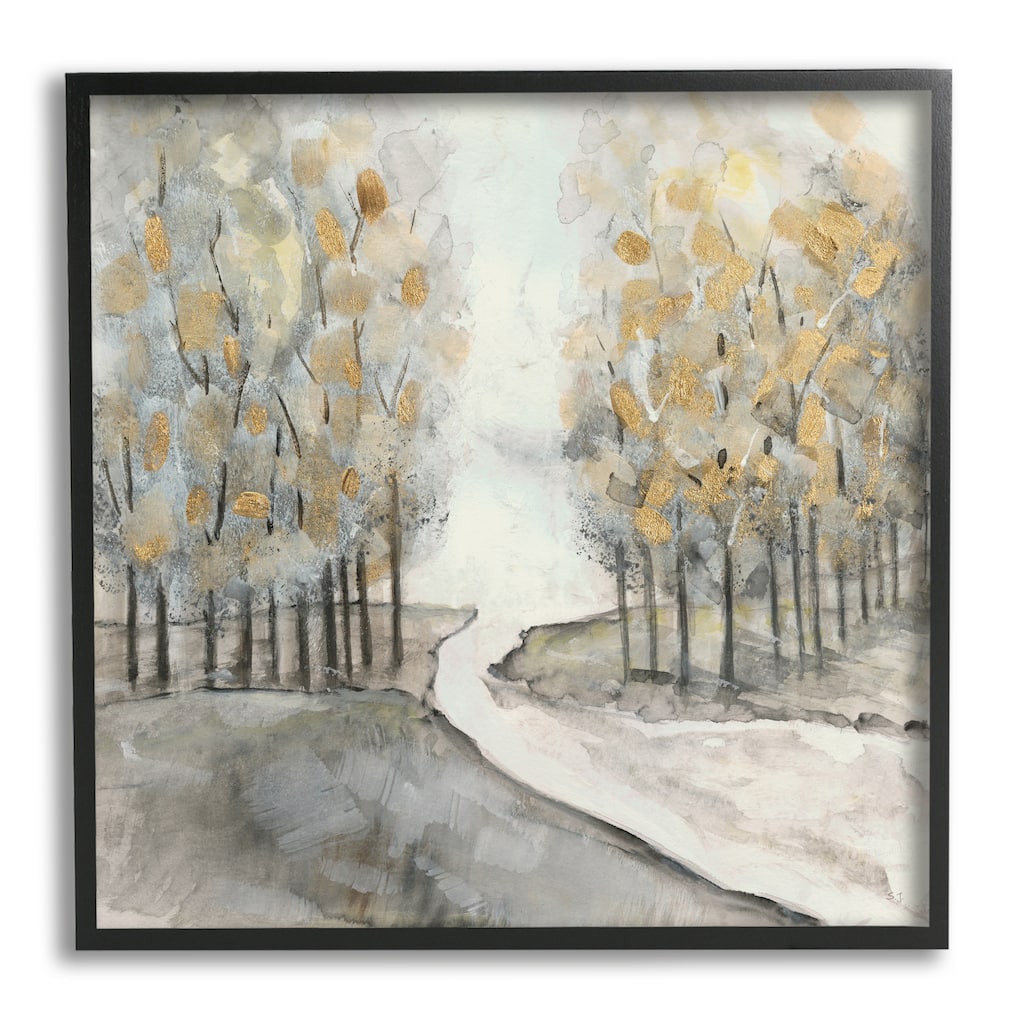Stupell River Between Tree Forests Abstract Watercolor Landscape Painting Framed Wall Art