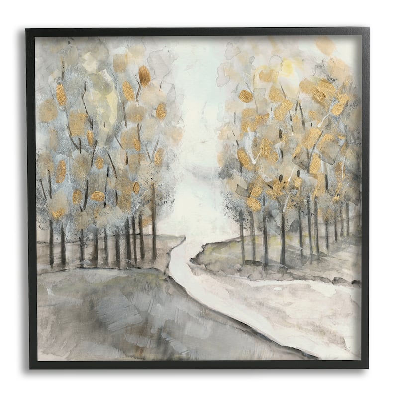 Stupell River Between Tree Forests Abstract Watercolor Landscape Painting Framed Wall Art