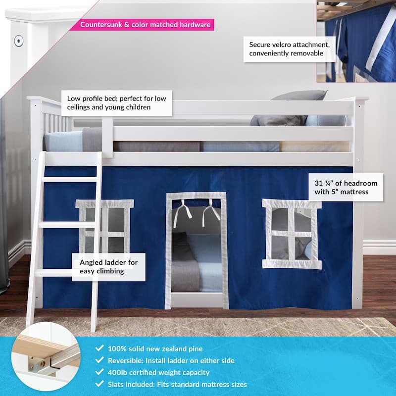 Max and Lily Twin over Twin Low Bunk with Curtains