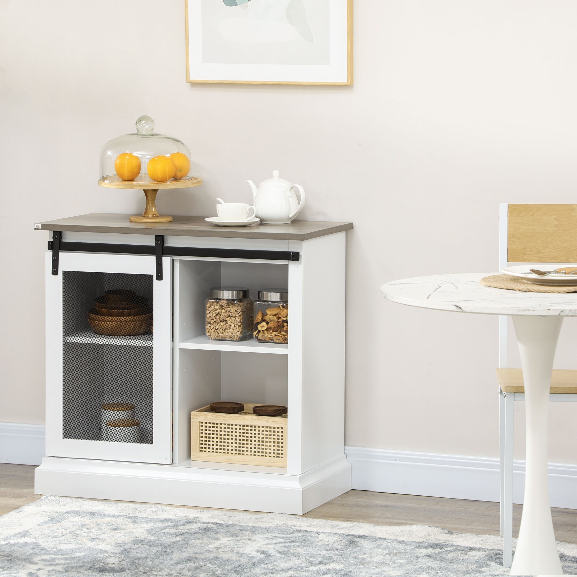 Natural farmhouse cabinet with sliding door deals