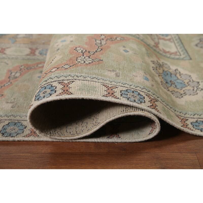 Hand Knotted Oriental 100% Wool Carpet Traditional All-Over Peach Tabriz Area Rug - 12' 8'' X 10' 0''