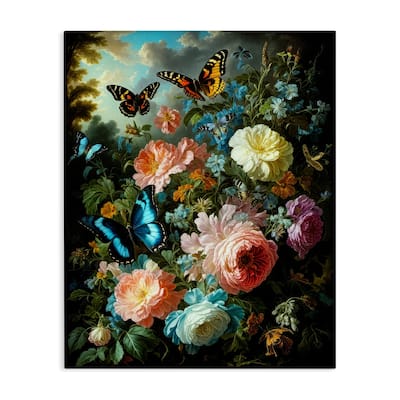 Stupell Blooming Roses & Monarch Butterflies Canvas Wall Art Design By Tabz Jones