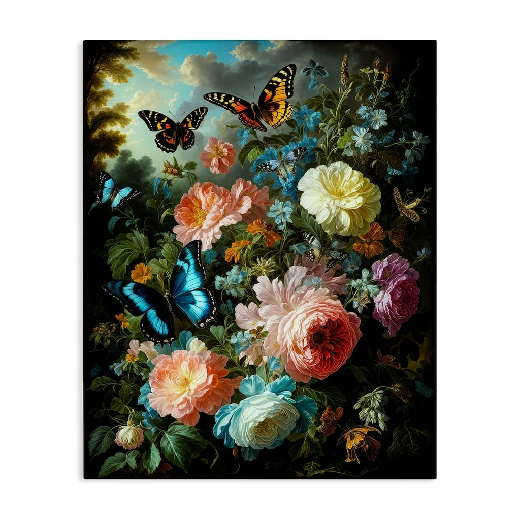 Stupell Blooming Roses & Monarch Butterflies Canvas Wall Art Design By Tabz Jones