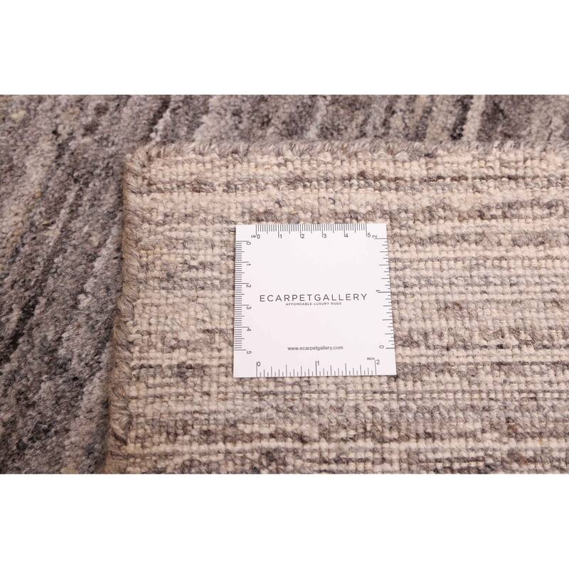 ECARPETGALLERY Hand Loomed Elysian Dark Grey Wool Rug - 7'9 x 9'11