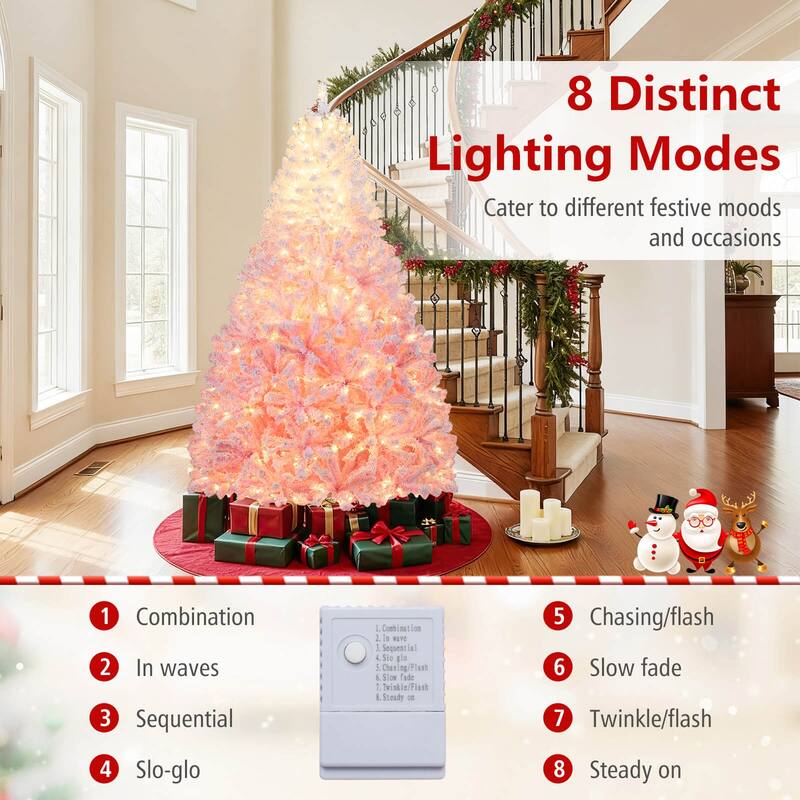 Costway 5/6/7/8 FT Artificial Christmas Tree with 180/250/350/470 Warm - See Details