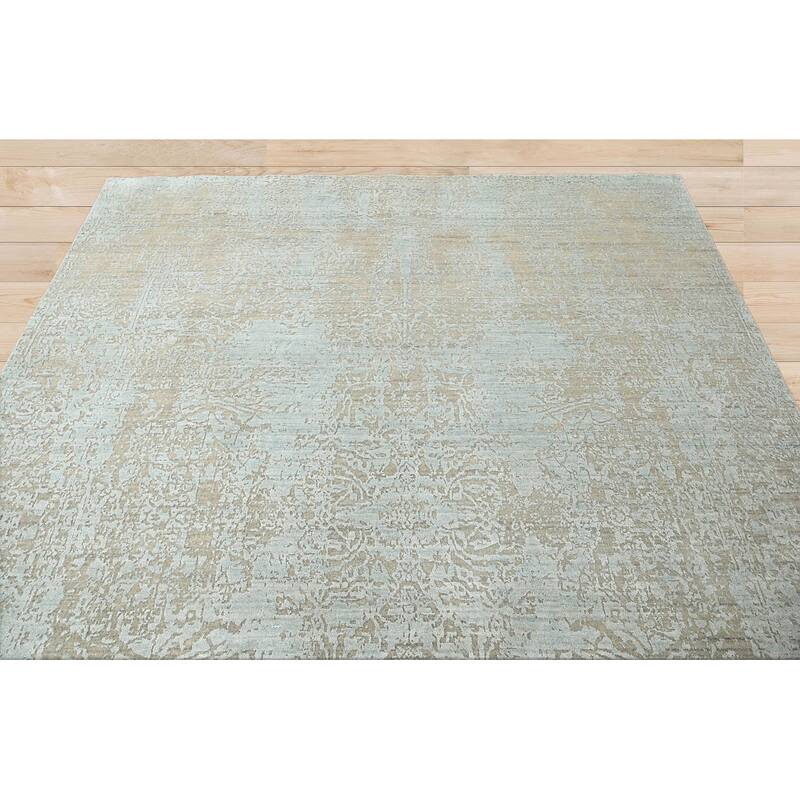 Hand Knotted 100% Wool Transitional Oriental Area Rug Light Blue - 8' x 9' 11''