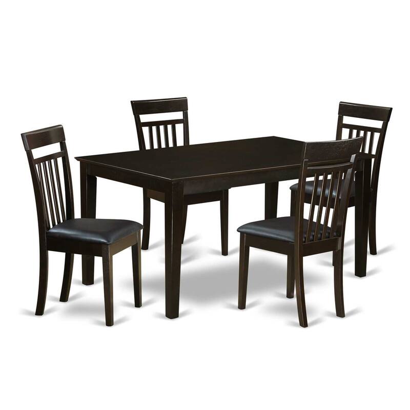 HomeStock 5-Pc Cappuccino Solid Wood Top - Dining Room Set - Seats 4