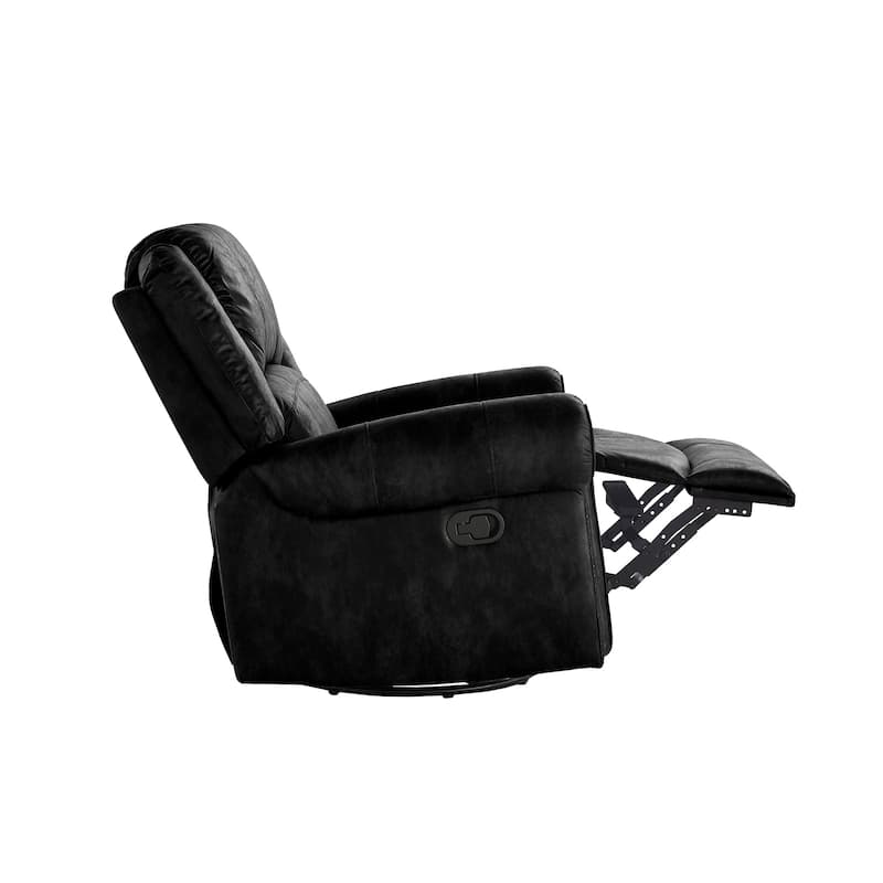 Monroe Polished Microfiber Nailhead Swivel Glider Recliner by iNSPIRE Q Classic