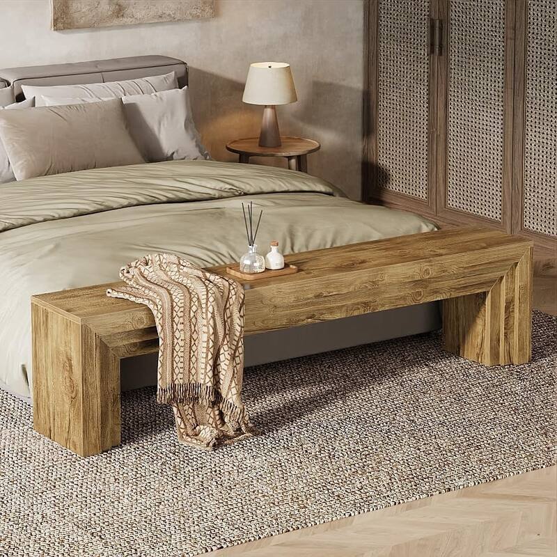 71" Extra Long Wooden Entryway Bench, Shoe Bench Indoor Seating for Hallway, End of Bed, Living/Dining Room, Sofa Back