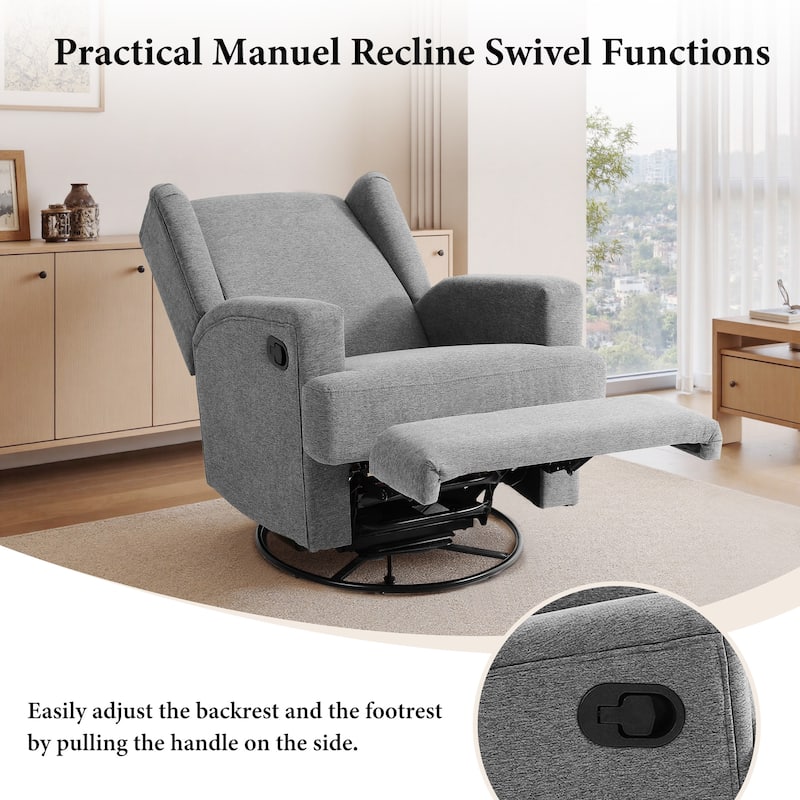 UIXE Upholstered Chenille/Boucle Swivel Glider Rocker Recliner